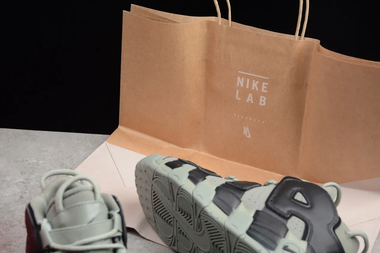 Nike Air More Uptempo Olive Green and Black Basketball Shoes 2
