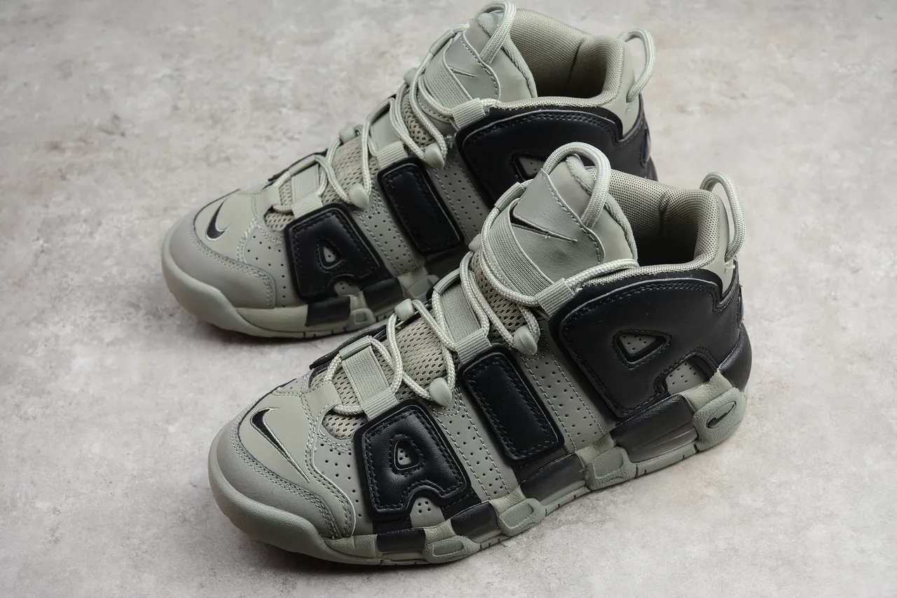 Nike Air More Uptempo Olive Green and Black Basketball Shoes 14