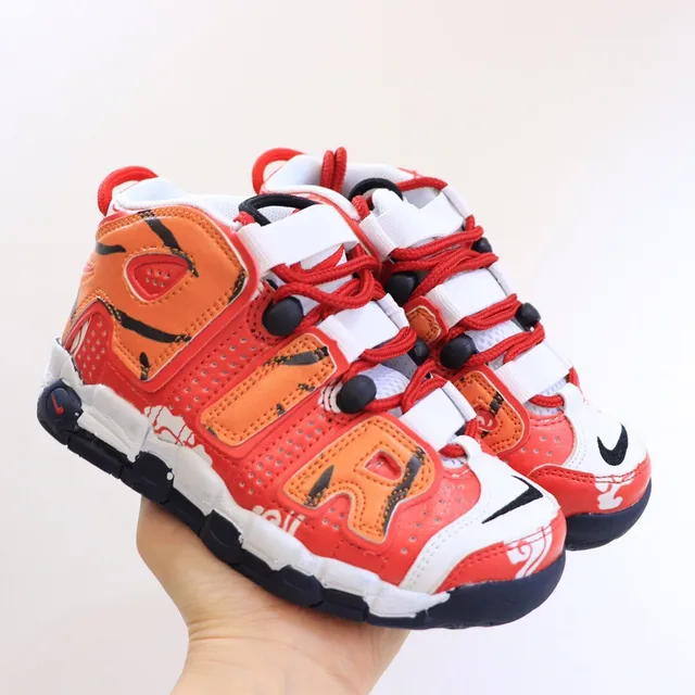 Nike Air More Uptempo White Red Black Basketball Shoes 7