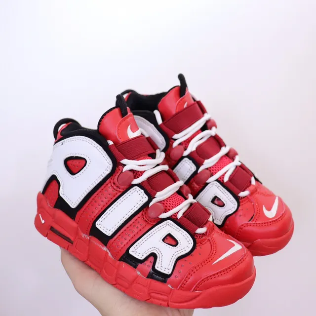 Nike Air More Uptempo White Red Black Basketball Shoes 9