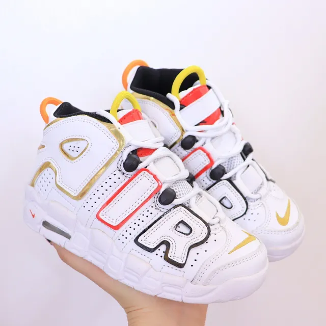 Nike Air More Uptempo White Red Black Basketball Shoes 14