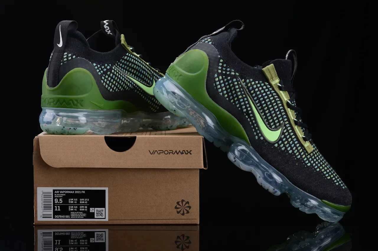 Nike Air VaporMax Flyknit Chaussures Lifestyle Noir Lime Green 2