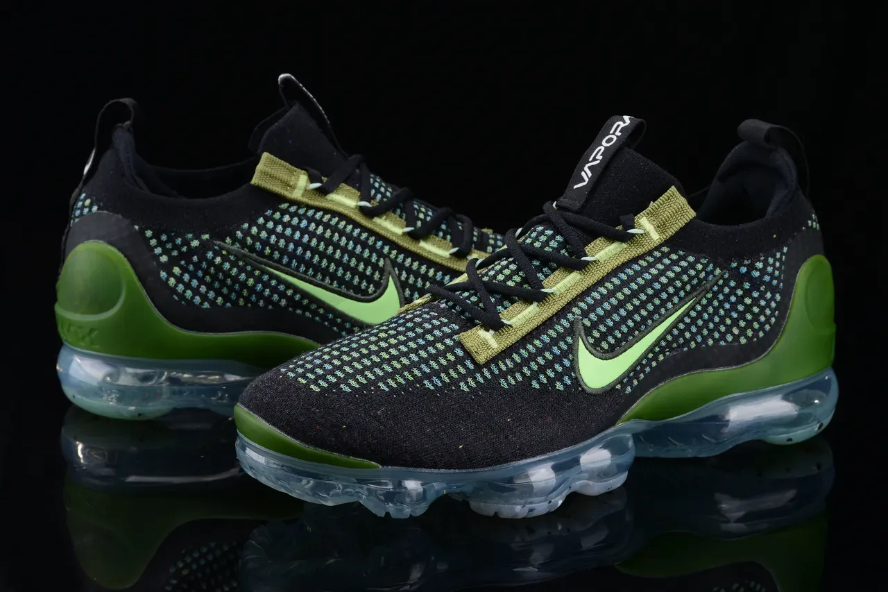 Nike Air VaporMax Flyknit Chaussures Lifestyle Noir Lime Green 7