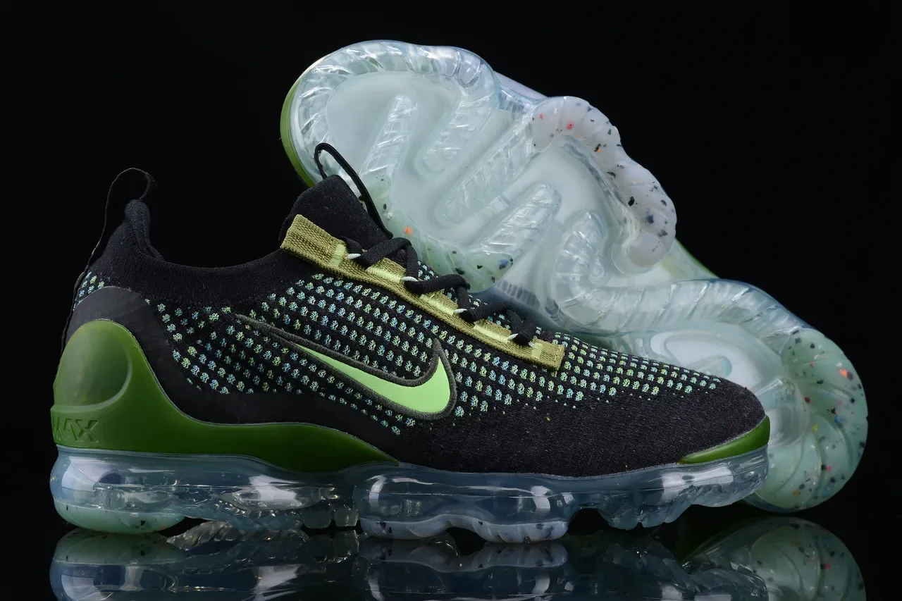 Nike Air VaporMax Flyknit Chaussures Lifestyle Noir Lime Green 8