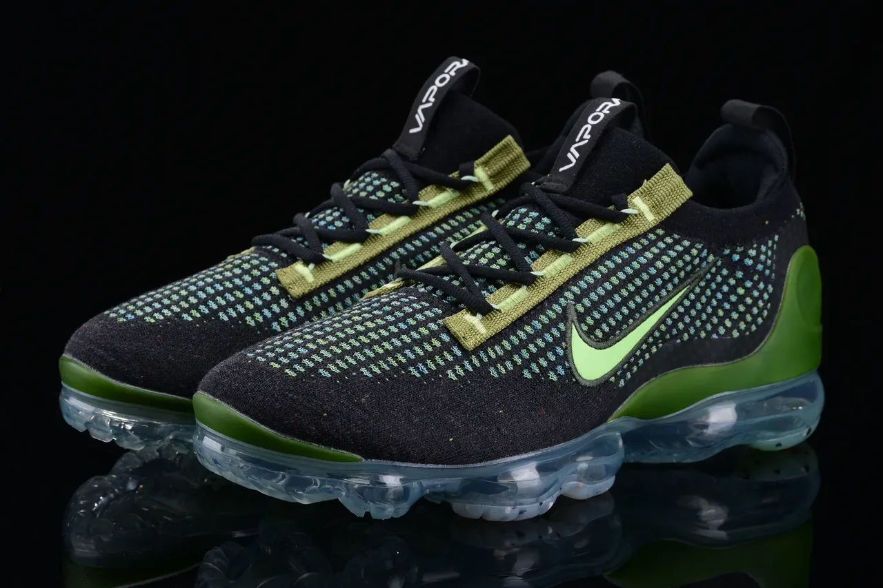 Nike Air VaporMax Flyknit Chaussures Lifestyle Noir Lime Green 9