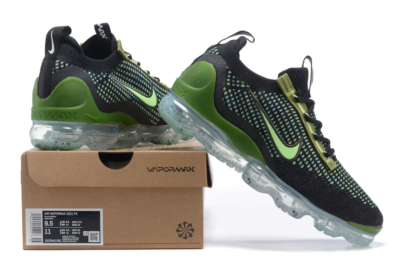 Nike Air VaporMax Flyknit Chaussures Lifestyle Noir Lime Green 16