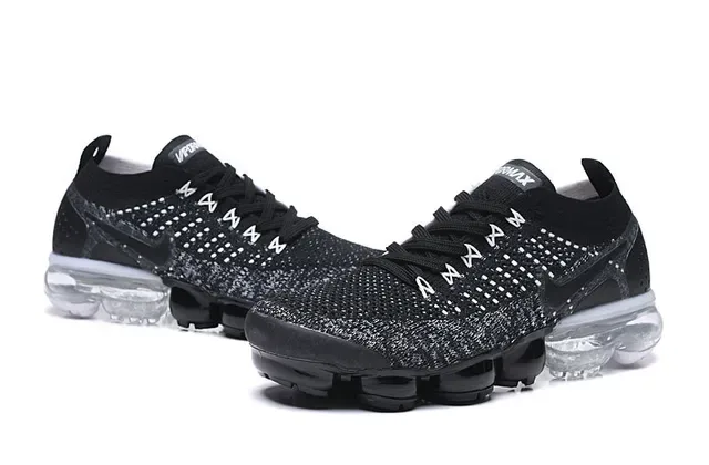 Nike Air VaporMax Flyknit Black White Dot Pattern Lifestyle Sneakers 6