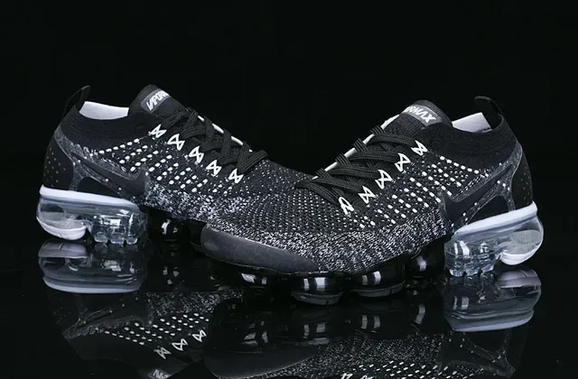 Nike Air VaporMax Flyknit Black White Dot Pattern Lifestyle Sneakers 14