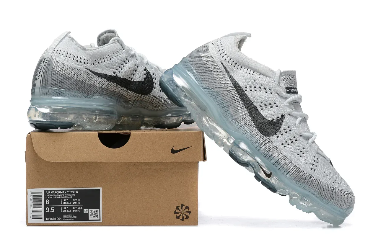 Nike Air VaporMax Flyknit Gray Black Translucent Lifestyle Sneakers 8
