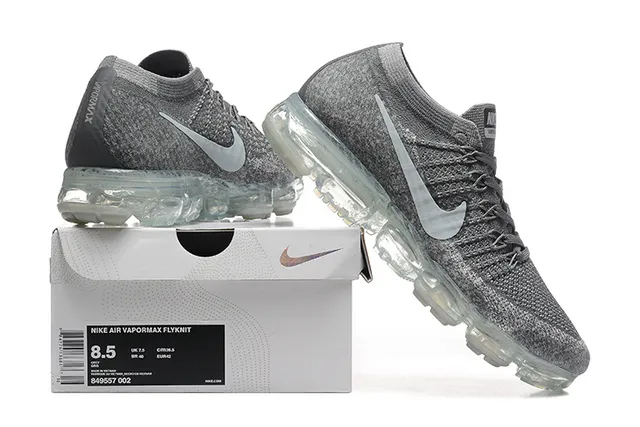 Nike Air VaporMax Flyknit Gray Translucent Lifestyle Sneakers 8