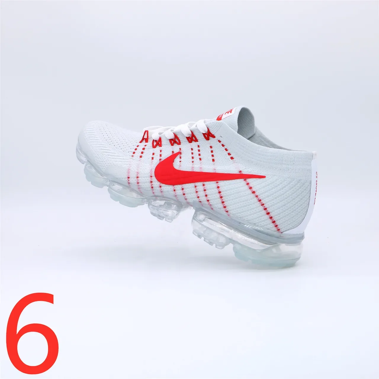 Nike Air VaporMax Flyknit White and Red Lifestyle Sneakers 2