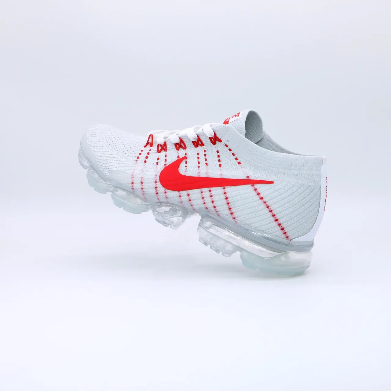 Nike Air VaporMax Flyknit White and Red Lifestyle Sneakers 3