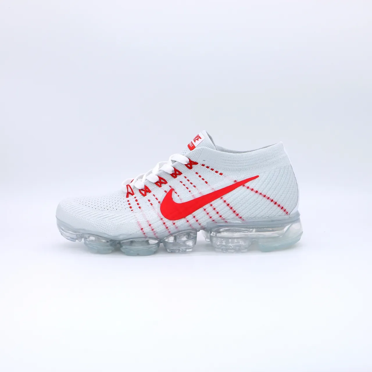 Nike Air VaporMax Flyknit White and Red Lifestyle Sneakers 5