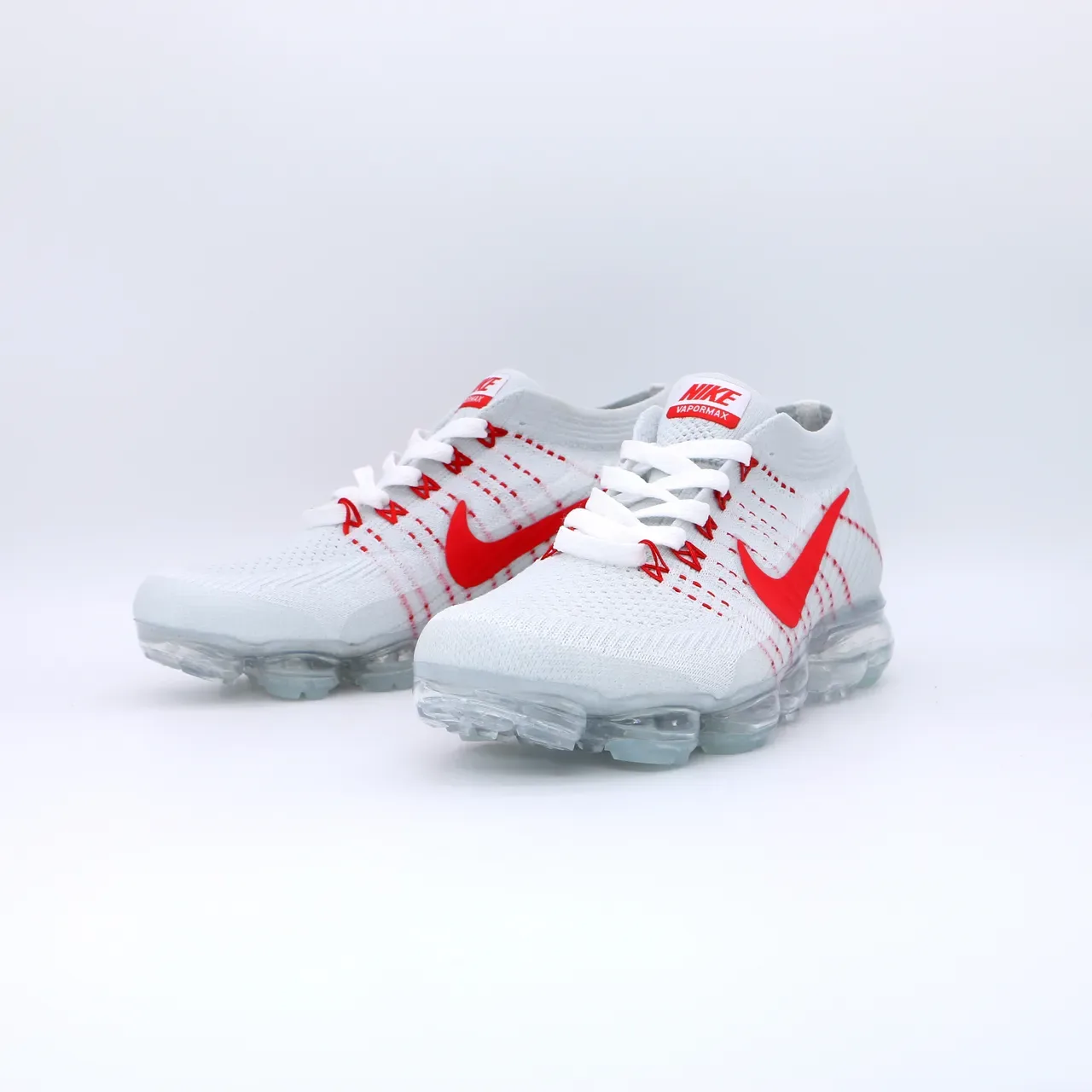 Nike Air VaporMax Flyknit White and Red Lifestyle Sneakers 7