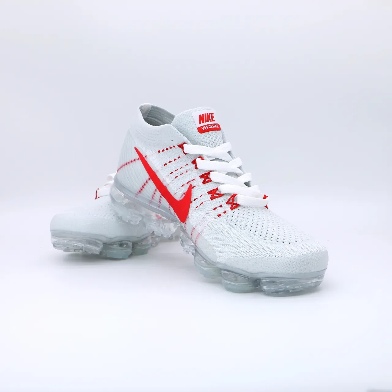 Nike Air VaporMax Flyknit White and Red Lifestyle Sneakers 8