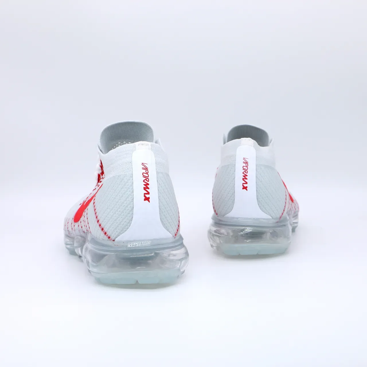Nike Air VaporMax Flyknit White and Red Lifestyle Sneakers 9