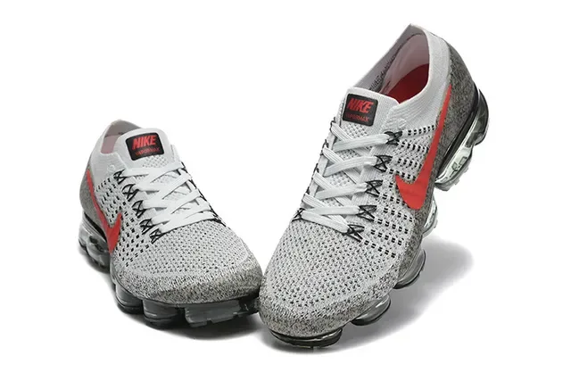 Nike Air VaporMax Heather Gray Red Lifestyle Sneakers 3