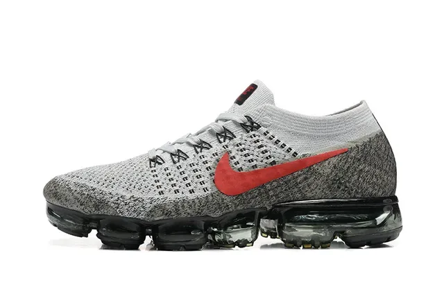 Nike Air VaporMax Heather Gray Red Lifestyle Sneakers 4