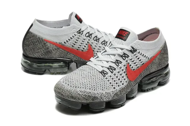 Nike Air VaporMax Heather Gray Red Lifestyle Sneakers 5