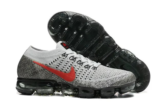 Nike Air VaporMax Heather Gray Red Lifestyle Sneakers 6