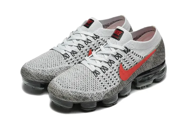 Nike Air VaporMax Heather Gray Red Lifestyle Sneakers 7