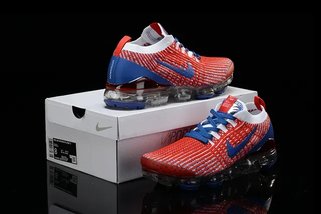 Nike Air VaporMax Chaussures de course Rouge Bleu Blanc 16