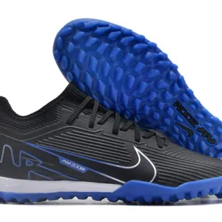 Nike Air Zoom Black Blue Low-Cut Synthetic Upper Textured Ribbed Midfoot Panel Turf Soccer Shoes
