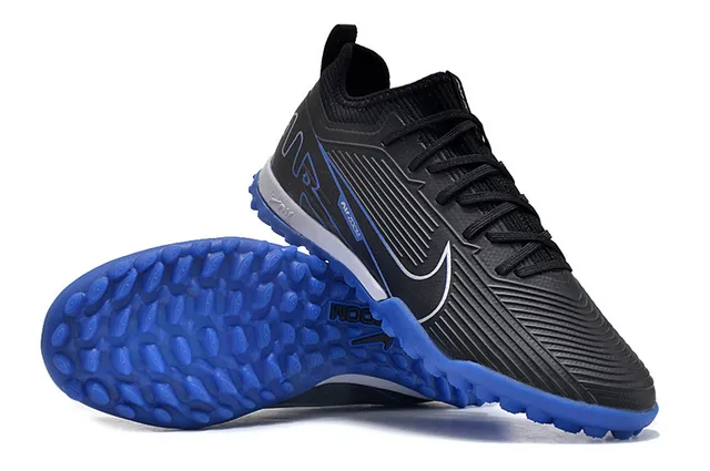 Nike Air Zoom Noir Bleu Bas Haut Synthétique Texturé Riboté Panneau du Metatarsien Chaussures de Football sur Herbe 3