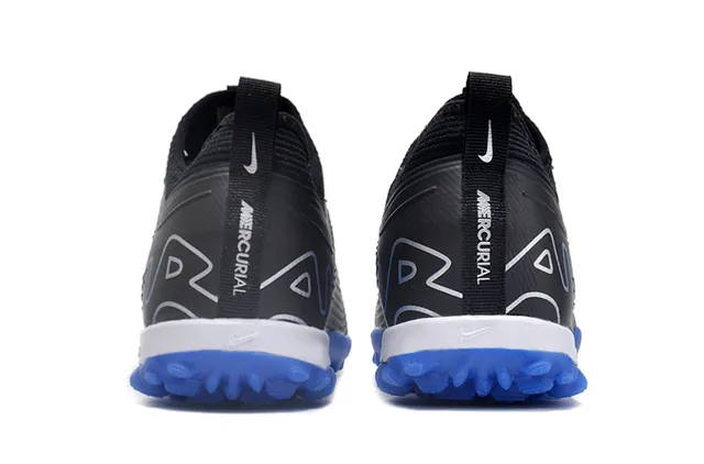 Nike Air Zoom Noir Bleu Bas Haut Synthétique Texturé Riboté Panneau du Metatarsien Chaussures de Football sur Herbe 4