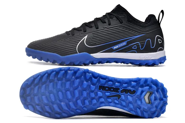 Nike Air Zoom Noir Bleu Bas Haut Synthétique Texturé Riboté Panneau du Metatarsien Chaussures de Football sur Herbe 5