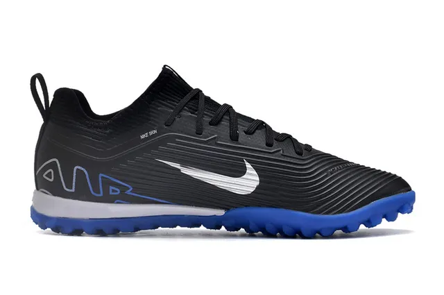 Nike Air Zoom Noir Bleu Bas Haut Synthétique Texturé Riboté Panneau du Metatarsien Chaussures de Football sur Herbe 7