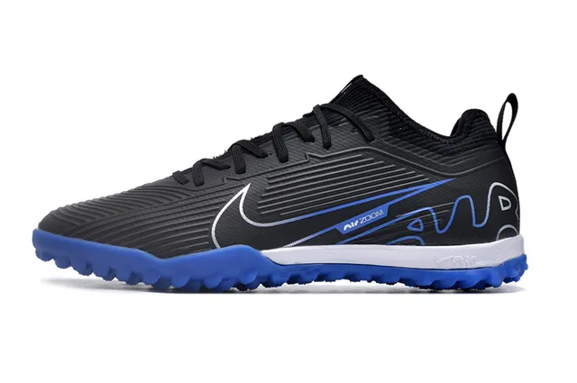 Nike Air Zoom Noir Bleu Bas Haut Synthétique Texturé Riboté Panneau du Metatarsien Chaussures de Football sur Herbe 8