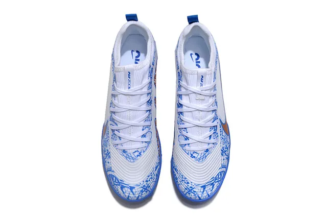 Nike Air Zoom Noir Bleu Bas Haut Synthétique Texturé Riboté Panneau du Metatarsien Chaussures de Football sur Herbe 21