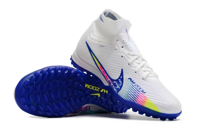Nike Air Zoom Chaussures de football turf blanc multicolore hautes ajustement chaussette construction tricot 2