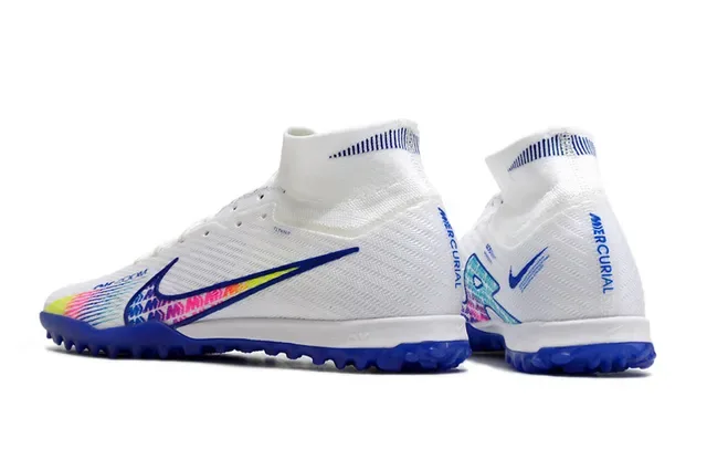 Nike Air Zoom Chaussures de football turf blanc multicolore hautes ajustement chaussette construction tricot 4