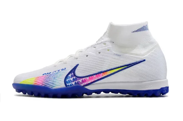 Nike Air Zoom Chaussures de football turf blanc multicolore hautes ajustement chaussette construction tricot 6