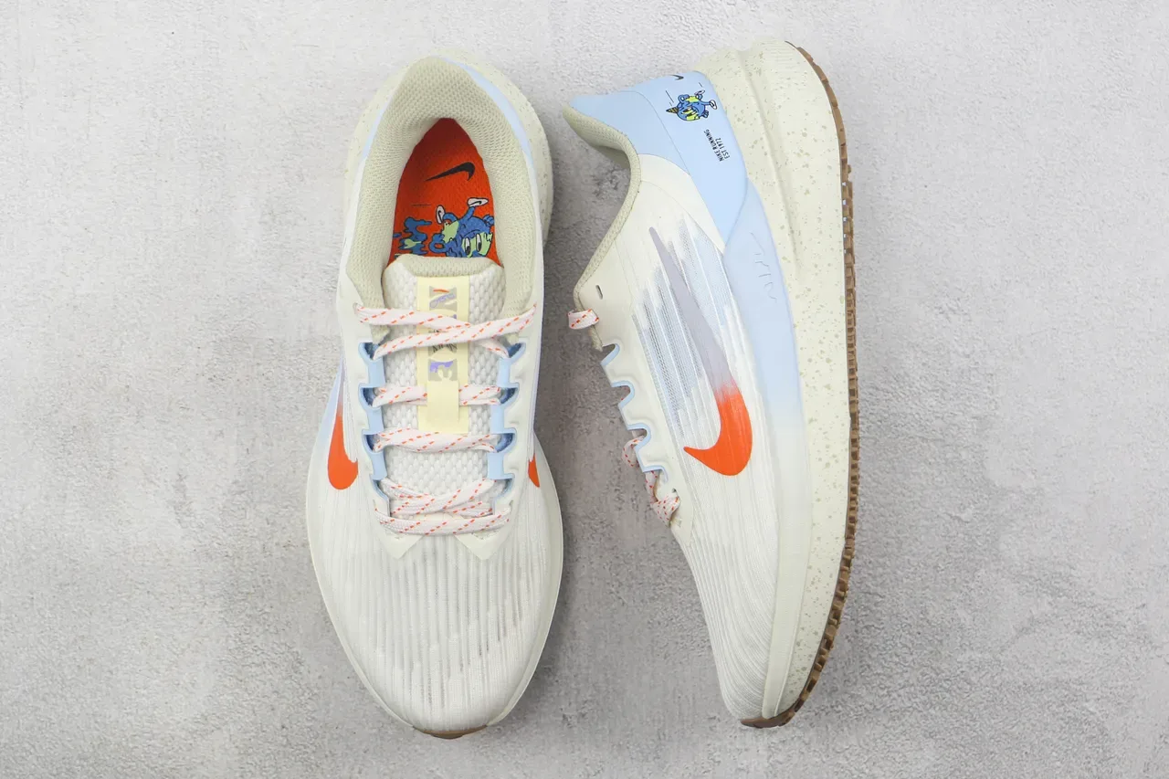 Nike Tênis Beige Azul com parte superior de tricô acanalado e overlay translúcido 3