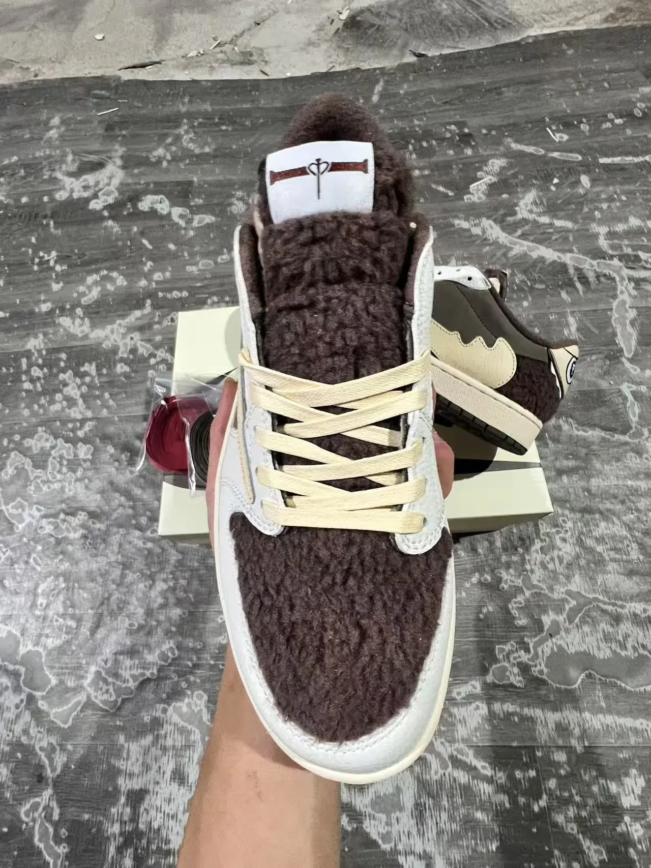 Nike Beige Brown Layered Panel Construction Oversized Wavy Swoosh Overlay Lifestyle Sneakers 3
