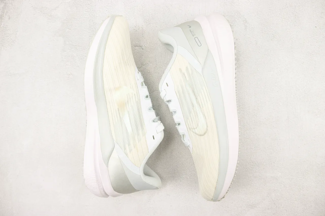 Nike Beige Gray Engineered Knit Upper Layered Synthetic Overlays Running Shoes 2