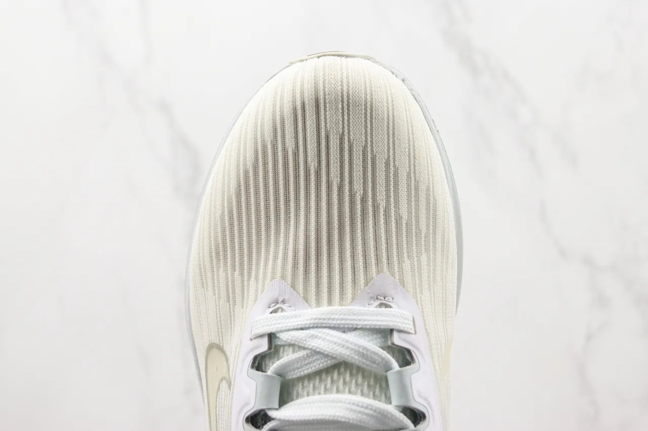 Nike Beige Gray Engineered Knit Upper Layered Synthetic Overlays Running Shoes 6