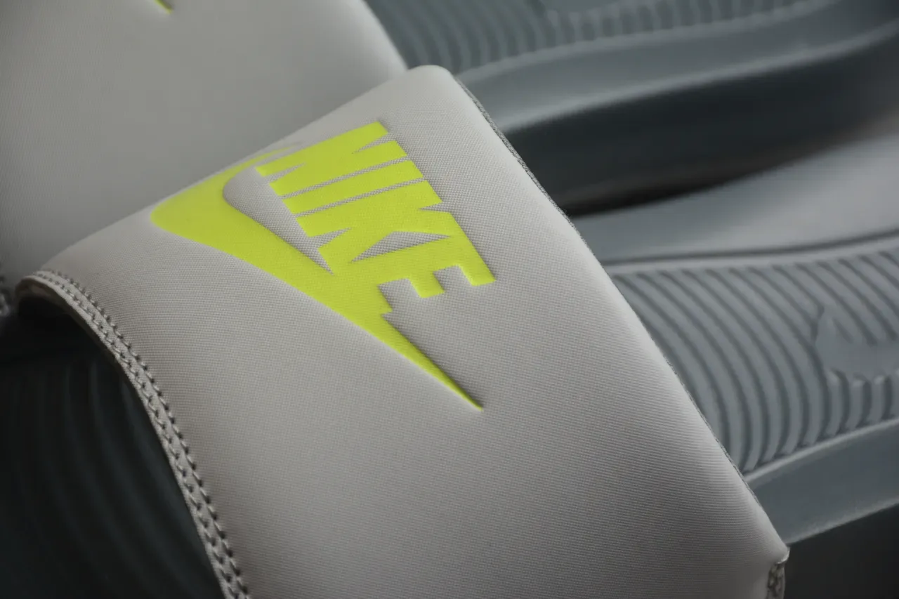Nike Benassi JDI Gray and Neon Yellow Slippers 6