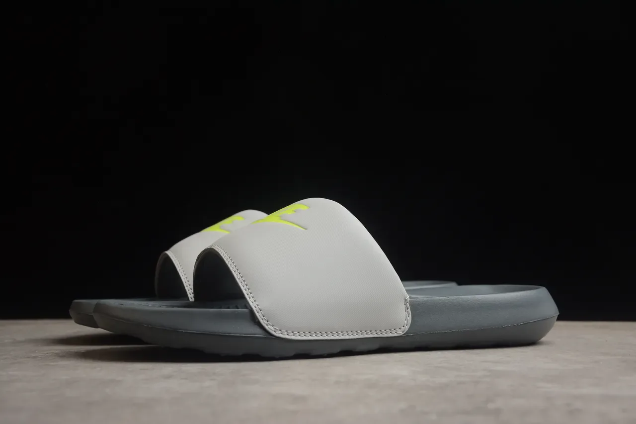 Nike Benassi JDI Gray and Neon Yellow Slippers 12