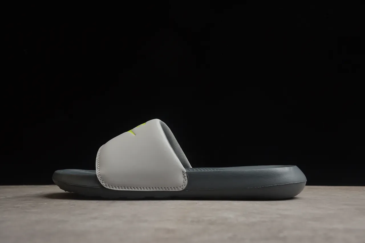Nike Benassi JDI Gray and Neon Yellow Slippers 13
