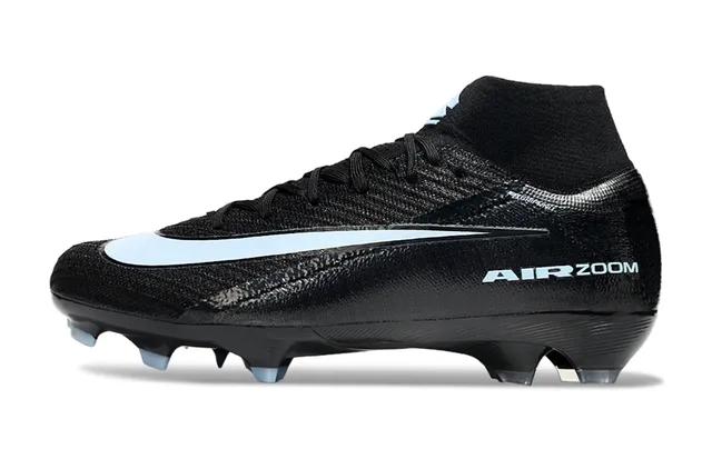 Nike Noir Bleu Haut-Coupé Collet Ajusté à la Chaussette Tricot Texturé/Synthétique Tige Terrain Ferme Chaussures de Football 6