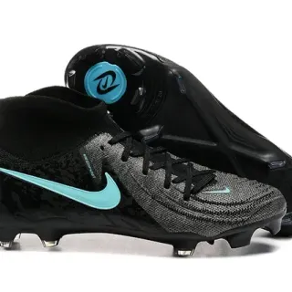 Nike Black Blue Knit Upper High-Top Sock Fit Firm-Ground Soccer Shoes