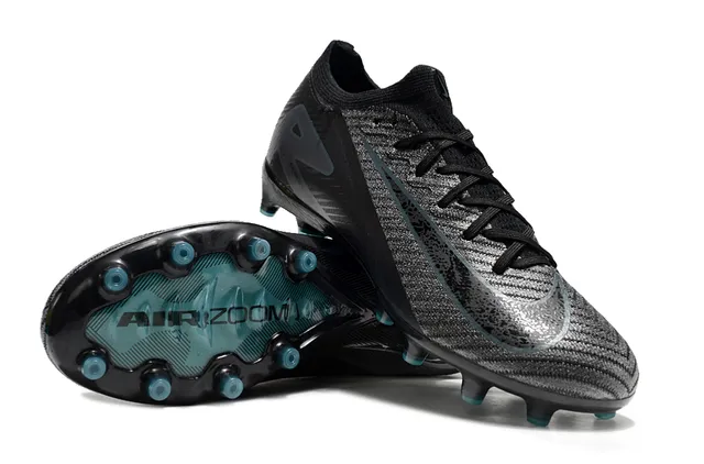 Nike Black Blue Low-Cut Sock-Fit Collar Textured Knit Upper Firm-Ground Soccer Shoes 4