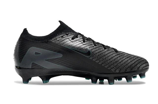 Nike Black Blue Low-Cut Sock-Fit Collar Textured Knit Upper Firm-Ground Soccer Shoes 6