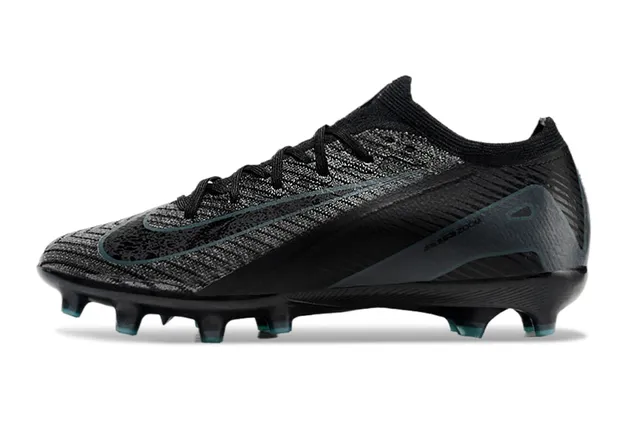 Nike Black Blue Low-Cut Sock-Fit Collar Textured Knit Upper Firm-Ground Soccer Shoes 7
