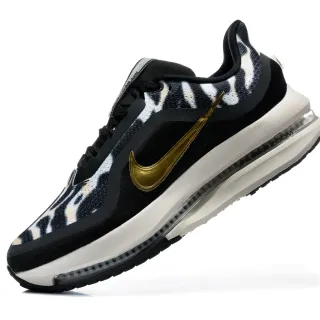 Nike Black Gold Zebra-Print Textile Upper Metallic Swoosh Running Shoes