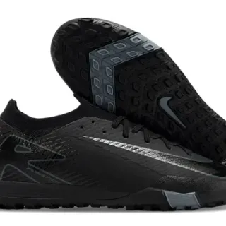 Nike Negro Gris Bajo Corte Tejido Superior Suela Moldada Tracción Cuadrada Césped Zapatos de Fútbol